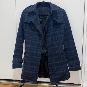 Banana Republic trench coat - blue, plaid, great material. Size XS
